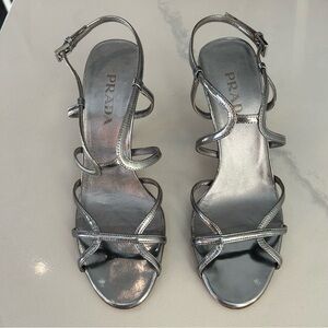 Prada Women's Metallic Silver Heels